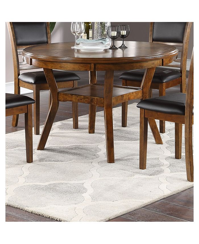 Simplie Fun Dining Room Furniture Walnut Rubberwood MDF Round Table 1