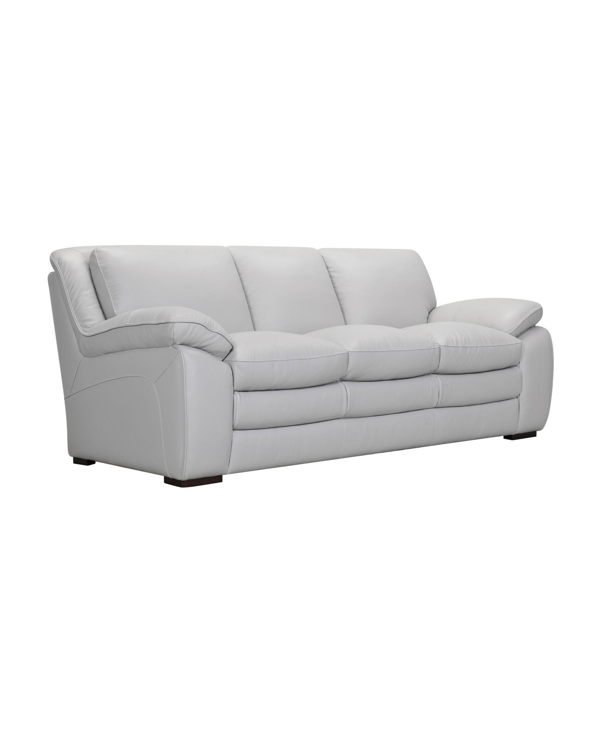 Shop Armen Living Zanna 92" Genuine Leather With Wood Legs In Contemporary Sofa In Dove Gray