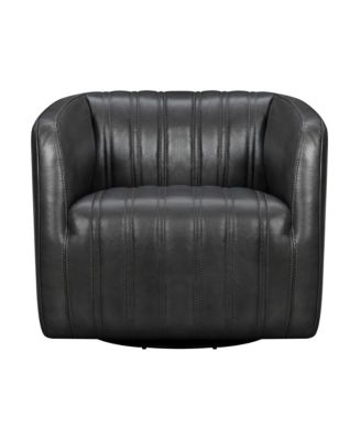 Aries 31" Genuine Leather Swivel Barrel Chair