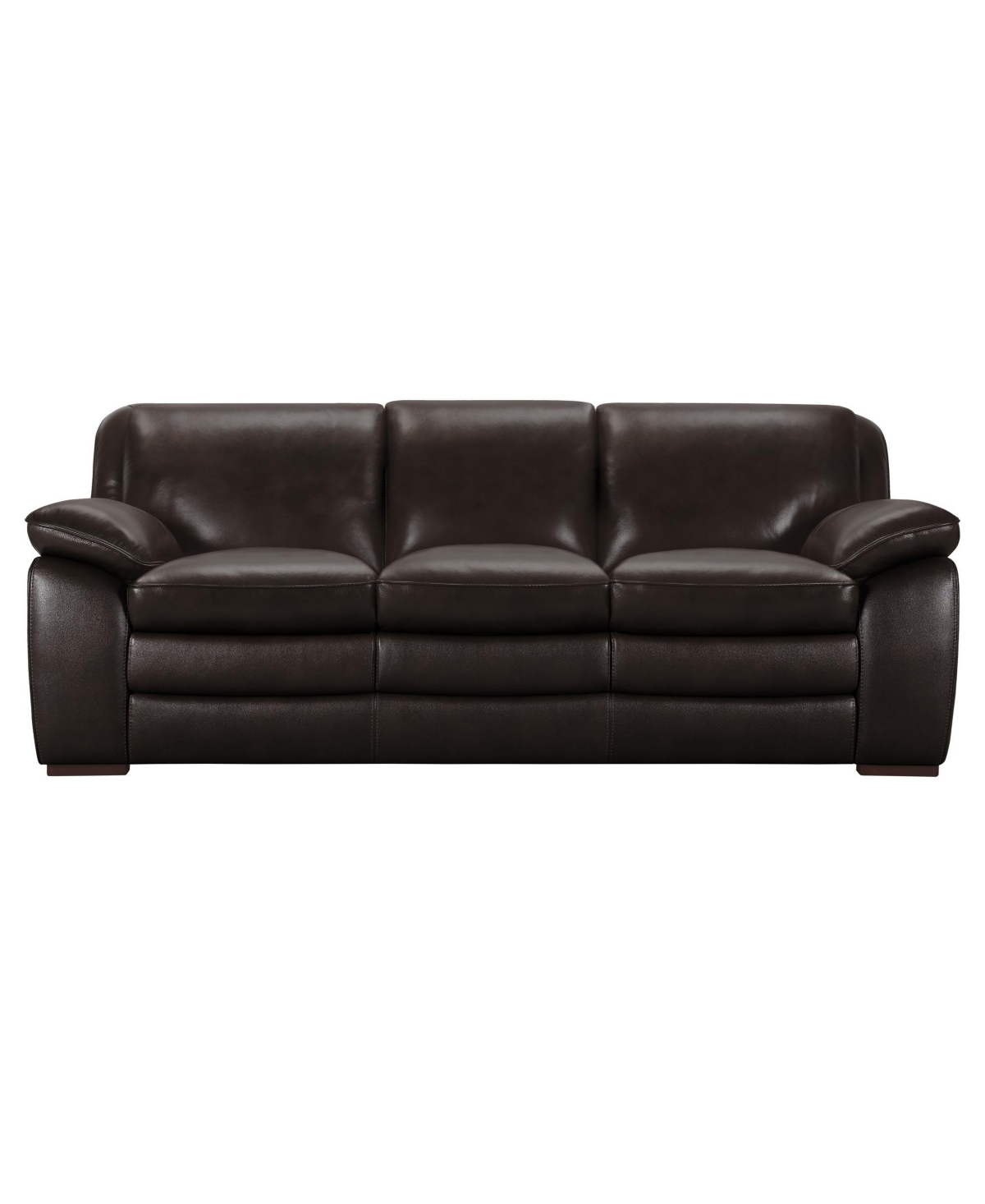 Armen Living Zanna 91" Genuine Leather With Wood Legs In Contemporary Sofa In Dark Brown