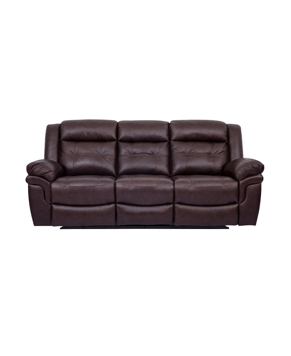 Armen Living Marcel 91" Leather In Manual Reclining Sofa In Dark Brown