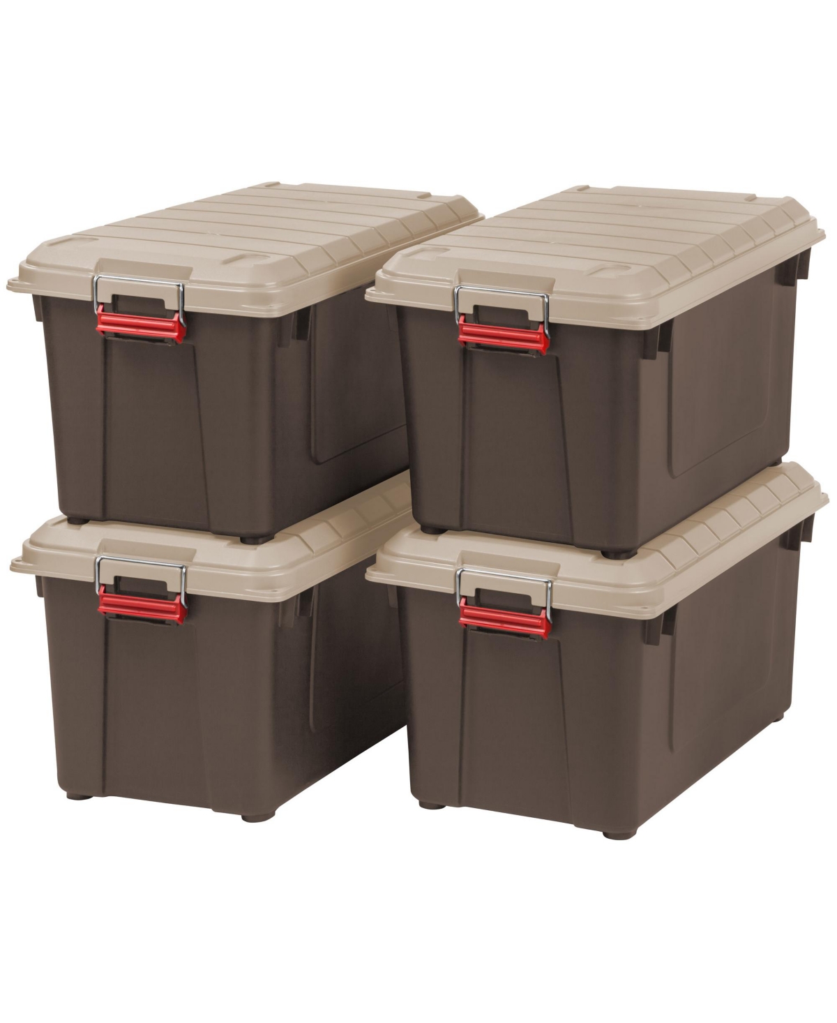 82 Quart WeatherPro Storage Box, Store-It-All Utility Tote, Brown, Set of 4 - Brown