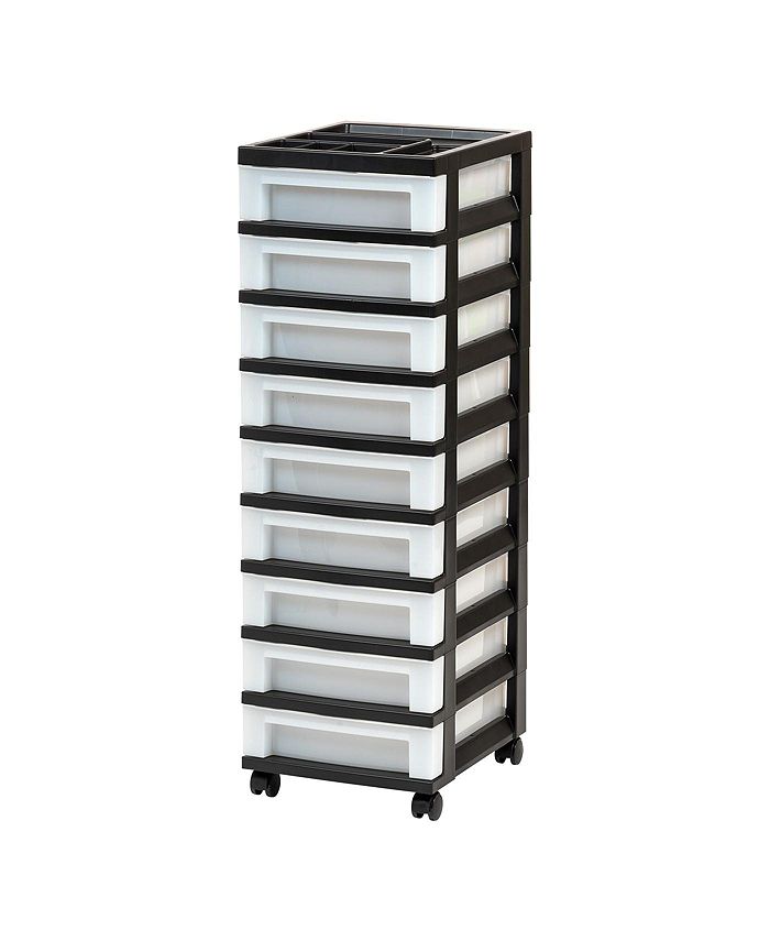 IRIS 9Drawer Storage Cart with Organizer Top, Black Macy's