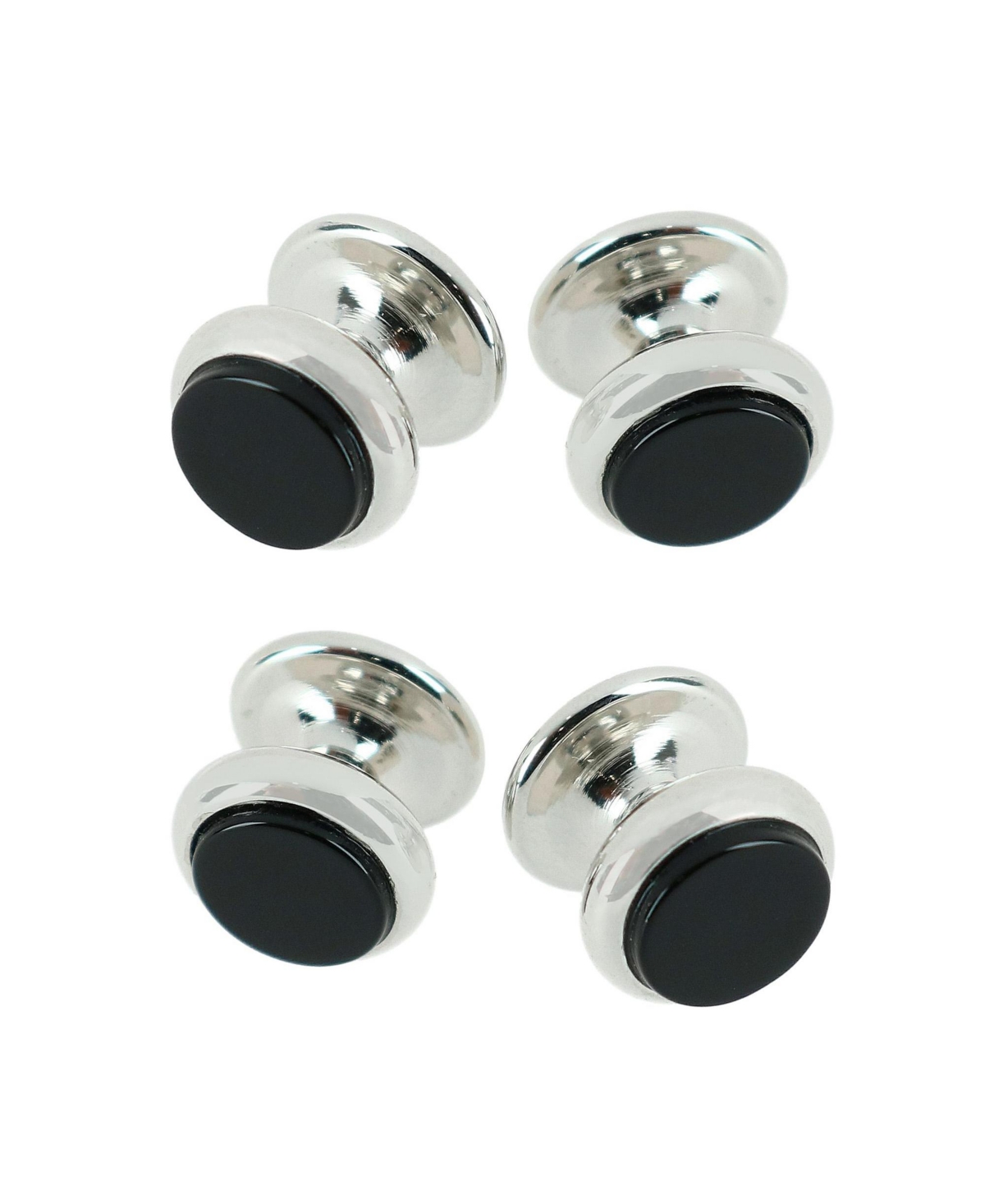 Trafalgar Sutton Tuxedo Stud Set Genuine Onyx (4 piece set) - Rhodium with genuine onyx