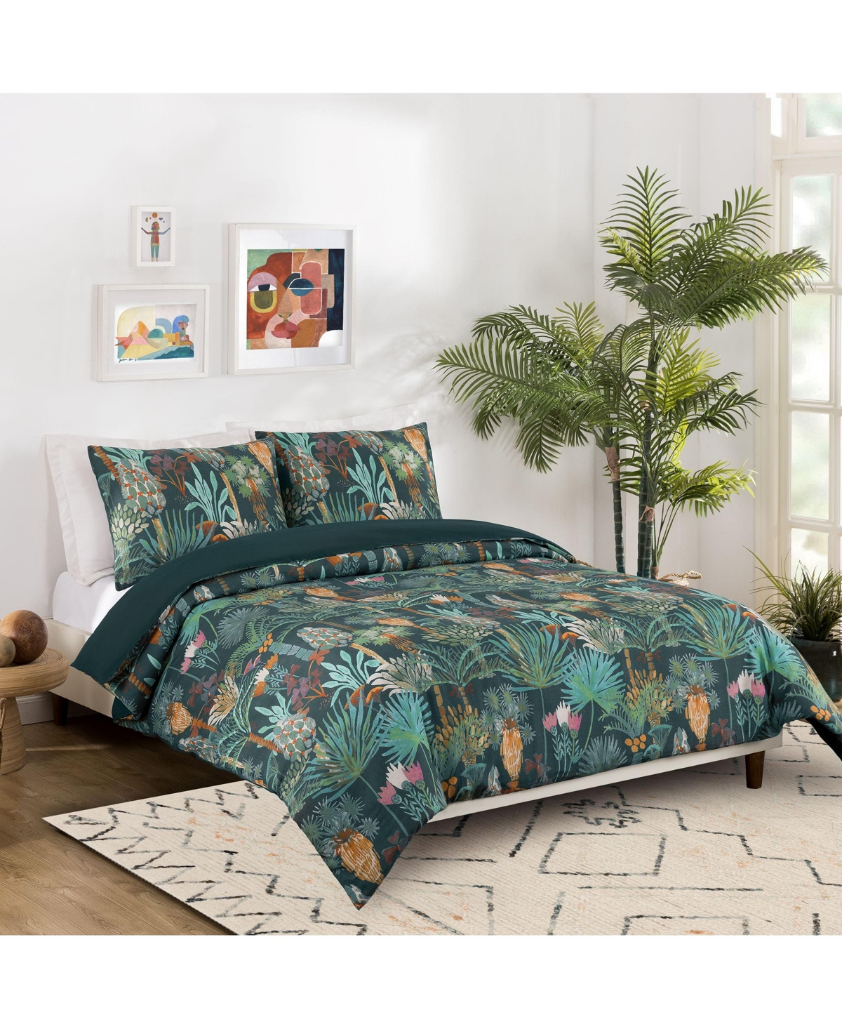 Justina Blakeney Phoenix Cotton Sateen Duvet Cover Sets In Green