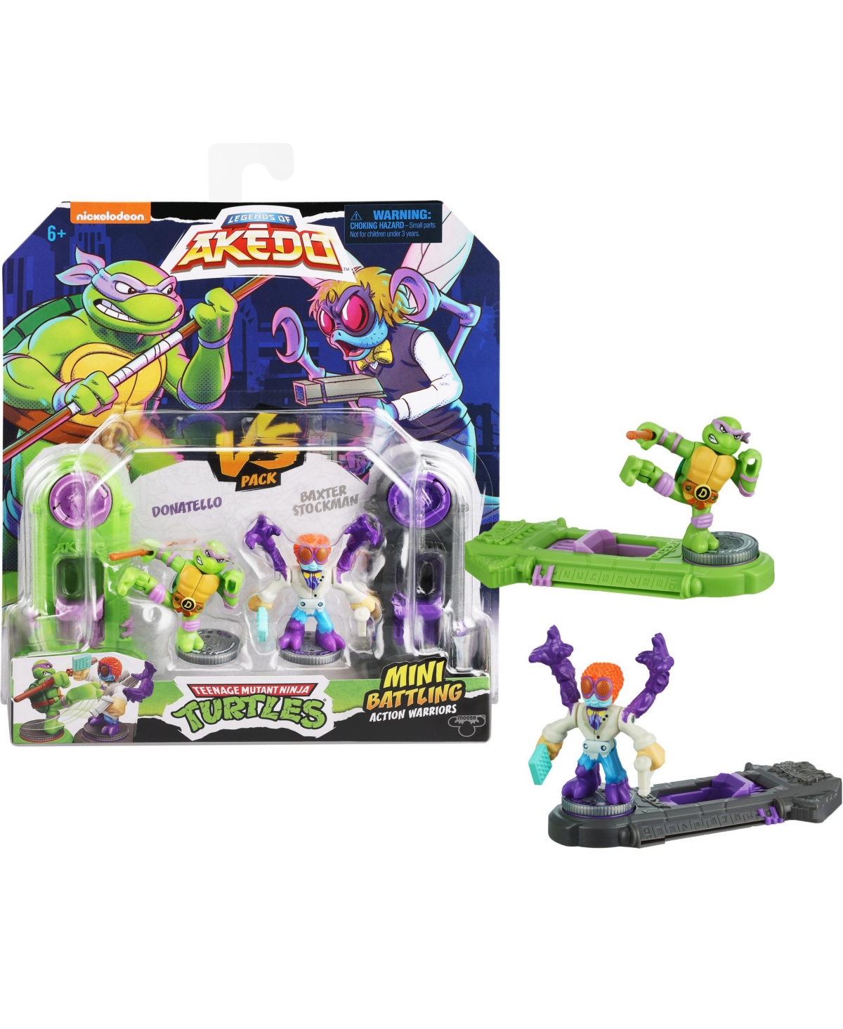 Akedo Kids' Donatello Versus Baxter Stockman Action Figure In Multi Color