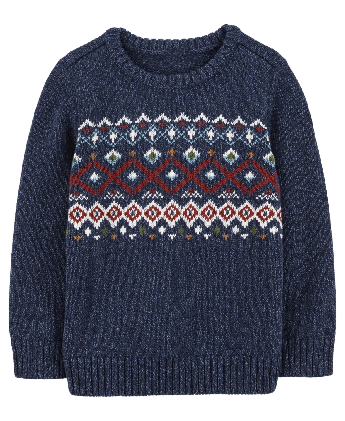 Carter's Babies' Toddler Boys Fair Isle Cotton Sweater In Blue