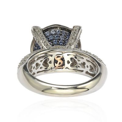 Suzy Levian Sterling Silver Cubic Zirconia Pave Center Stone Ring