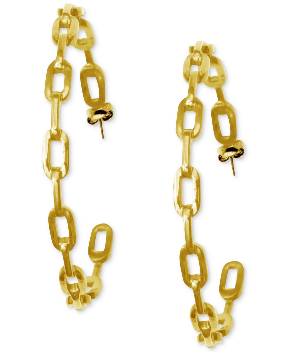 14k Gold-Plated Large Link Hoop Earrings, 2.5" - Gold
