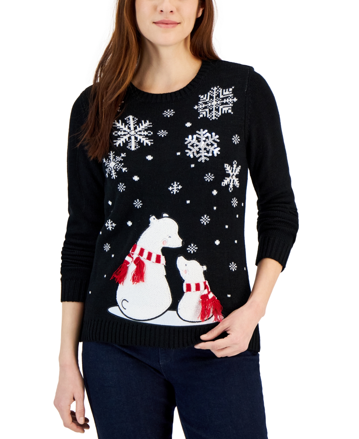 Karen Scott Women's Holiday Sweater, Created For Macy's In Polar Bears