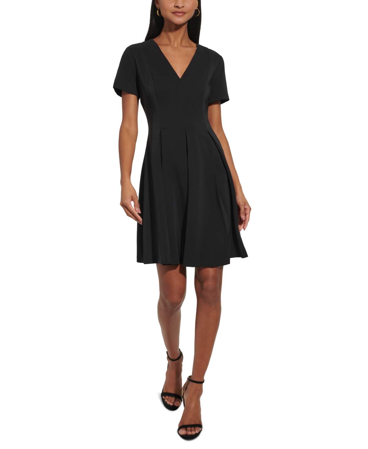 Tommy Hilfiger Women's Short-sleeve V-neck Dress In Black