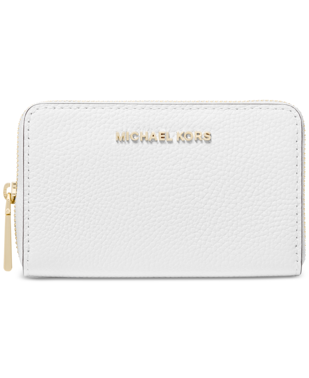 Shop Michael Kors Michael  Jet Set Small Zip Around Card Case In Optic White