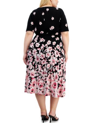 Kasper Dress Kasper Women's Plus Size Side Tie Knee Length Midi Dress - Green 1X Princess Party Dress Lace Tulle Skirt Floral