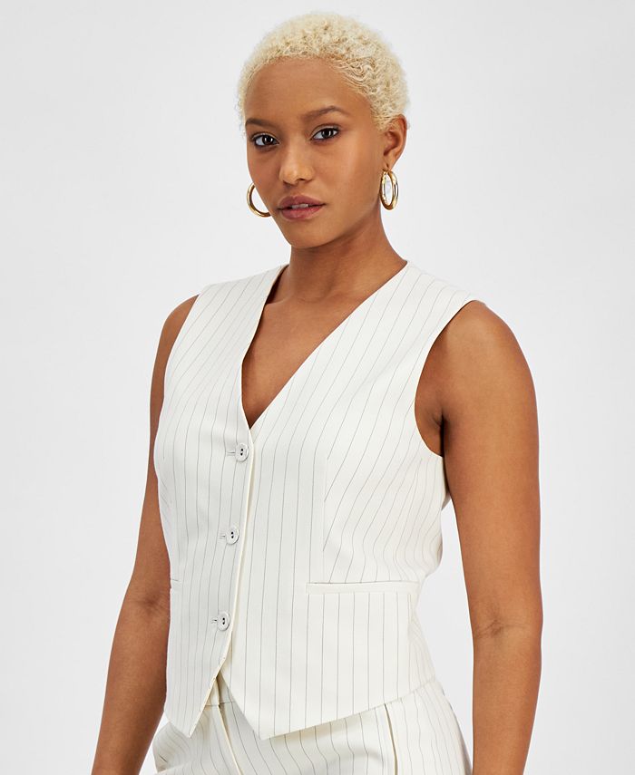 Bar III Women's Pinstripe Vest, Created for Macy's - Macy's
