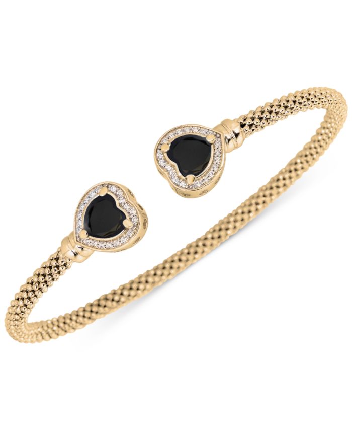 Lapis & White Topaz (1/3 ct. t.w.) Heart Halo Cuff Bracelet (Also