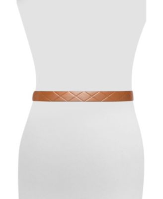 Diamond-Embossed Leather Belt