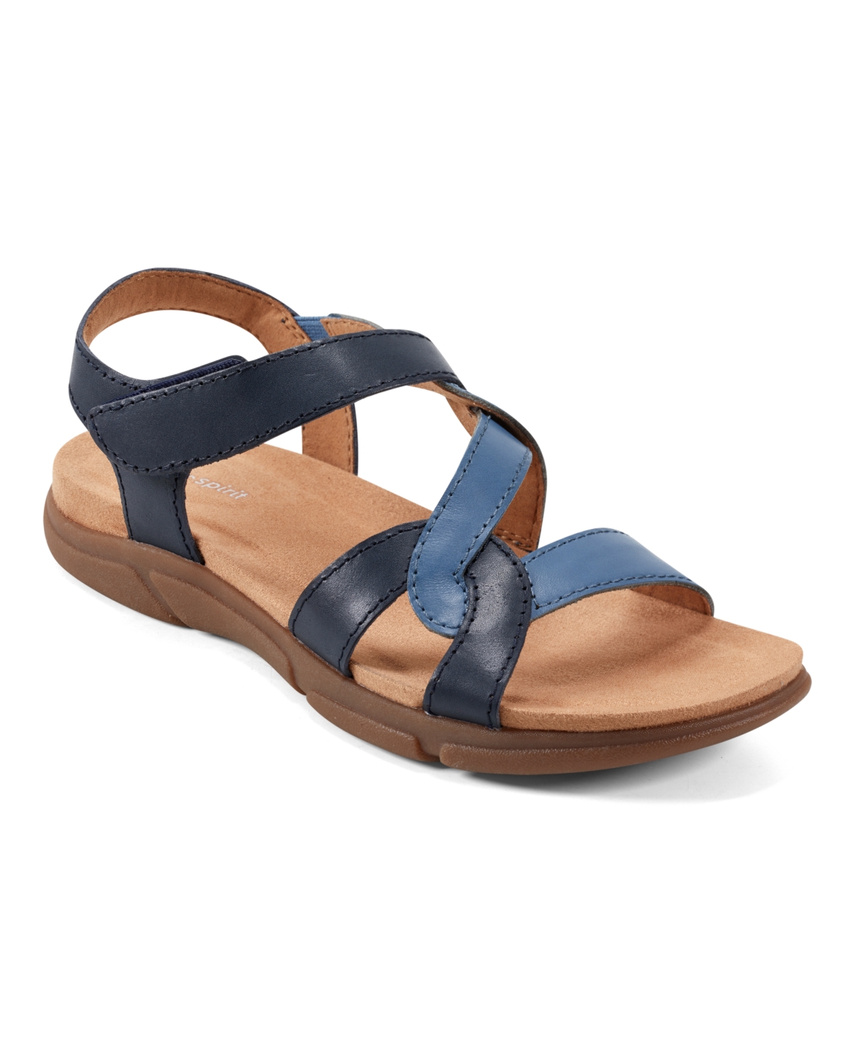 Easy Spirit Women's Minny Round Toe Casual Flat Sandals In Navy Multi Leather