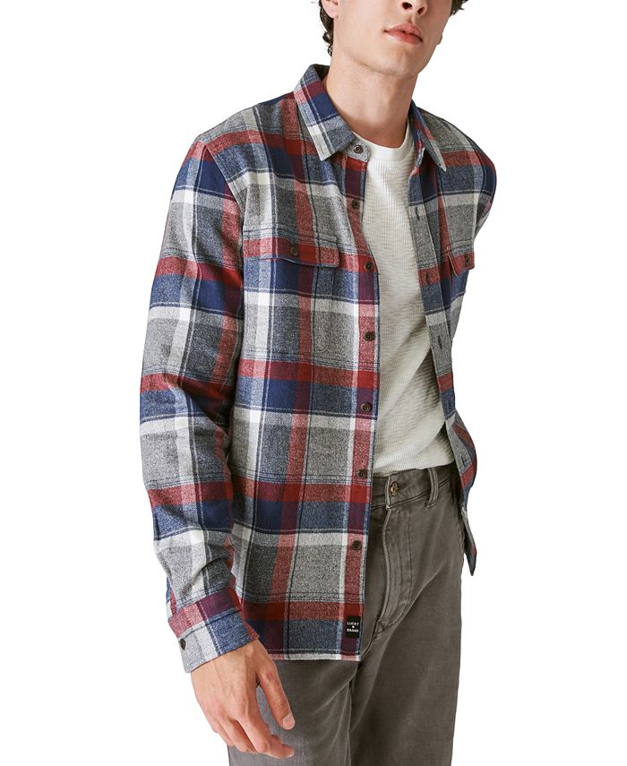 Lucky Brand Men's Plaid Button-Down Flannel Utility Shirt - Macy's