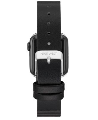 Women's Black Faux Leather Band designed for Apple Watch&reg; 42mm (Series 1-3 only) & 44/45/46/49mm (Ultra & Ultra 2)