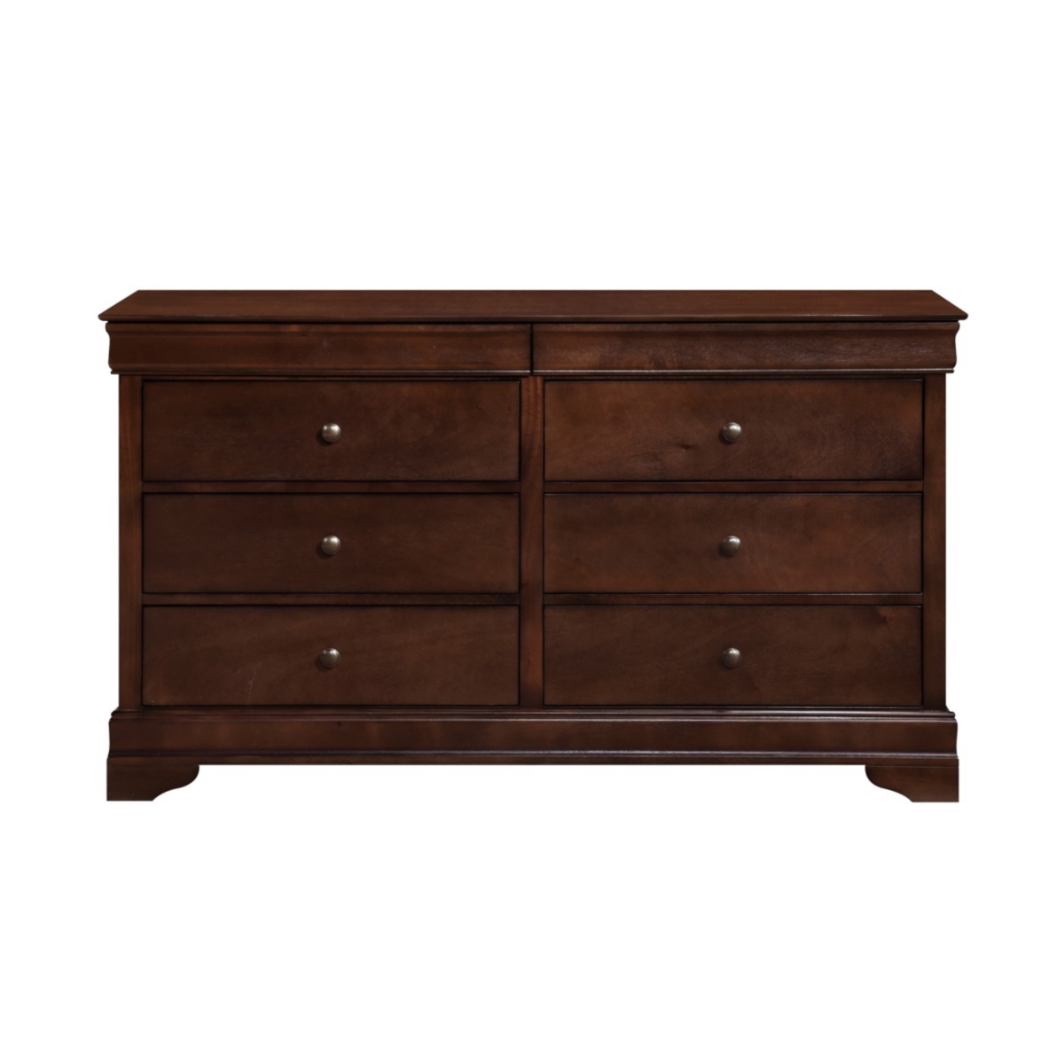 Rustic Louis Philippe Style 6-Drawer Dresser - Brown
