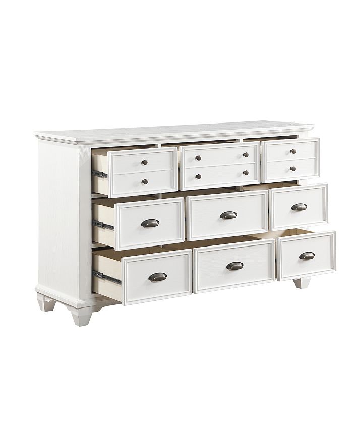 Simplie Fun White Finish 1pc Dresser of 9x Drawers Traditional Framing
