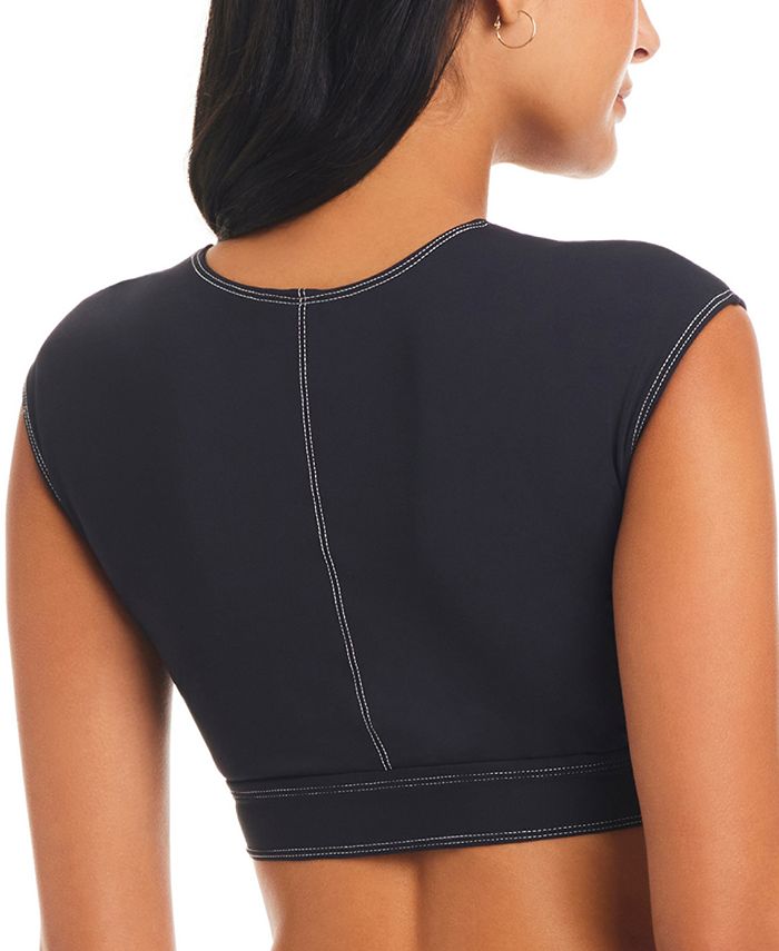 Bleu by Rod Beattie Women's A Fine Line CapSleeve Cropped Bikini Top