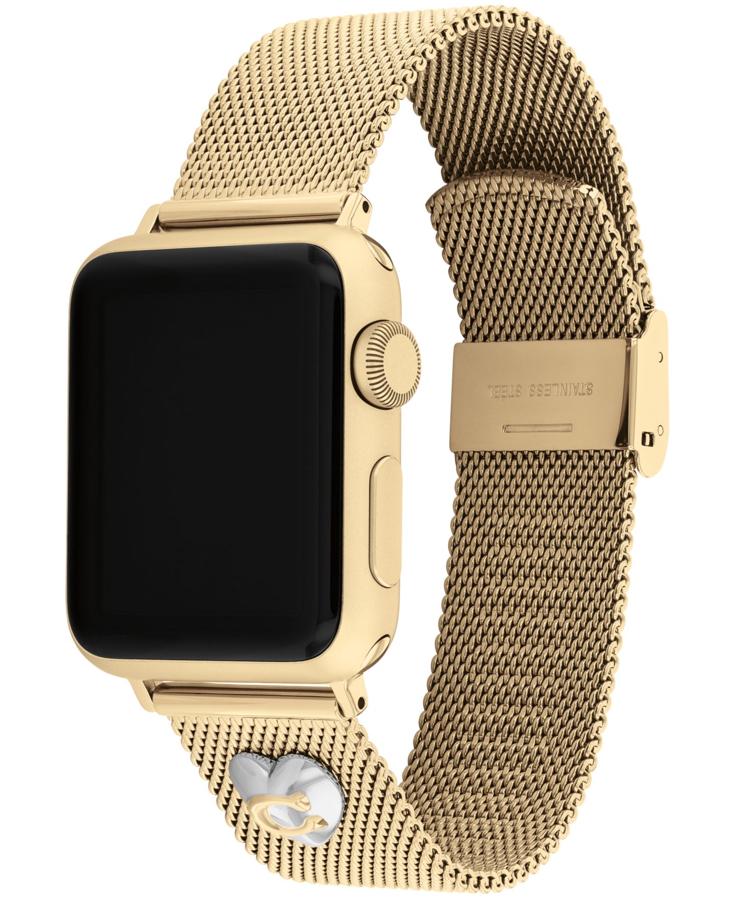 Сетчатый браслет Coach из нержавеющей стали золотистого цвета для Apple Watch 38/40/41 мм — фото 3