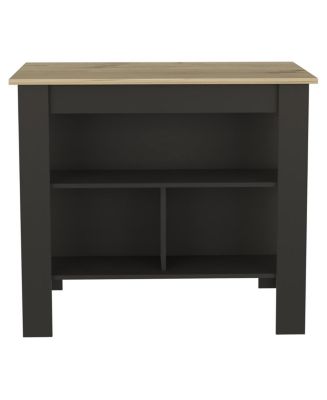 Cala Kitchen Island With Shelves – White & Light Oak, Extra Prep Space & Storage