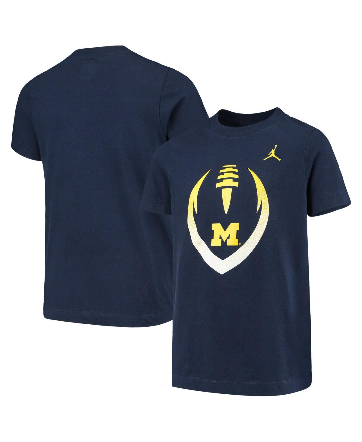 Jordan Kids' Big Boys  Navy Michigan Wolverines Sideline Icon T-shirt