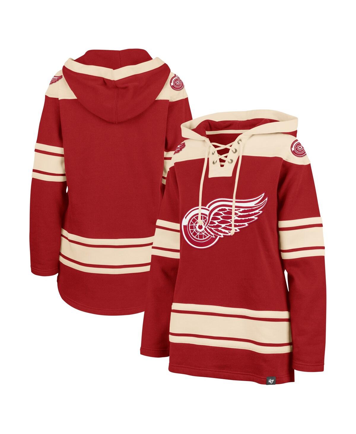 Women's '47 Brand Red Detroit Red Wings Superior Lacer Pullover Hoodie