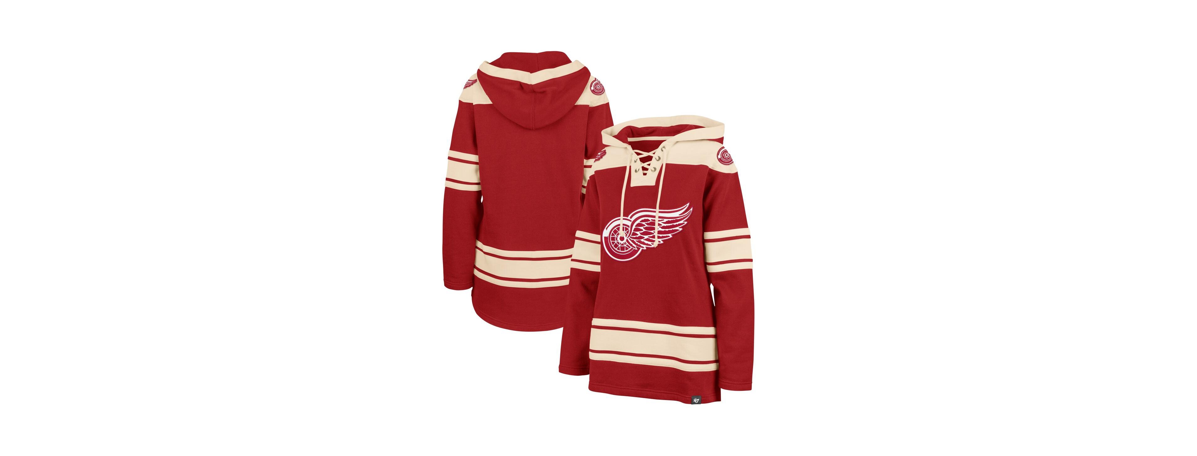 Women's '47 Brand Red Detroit Wings Superior Lacer Pullover Hoodie