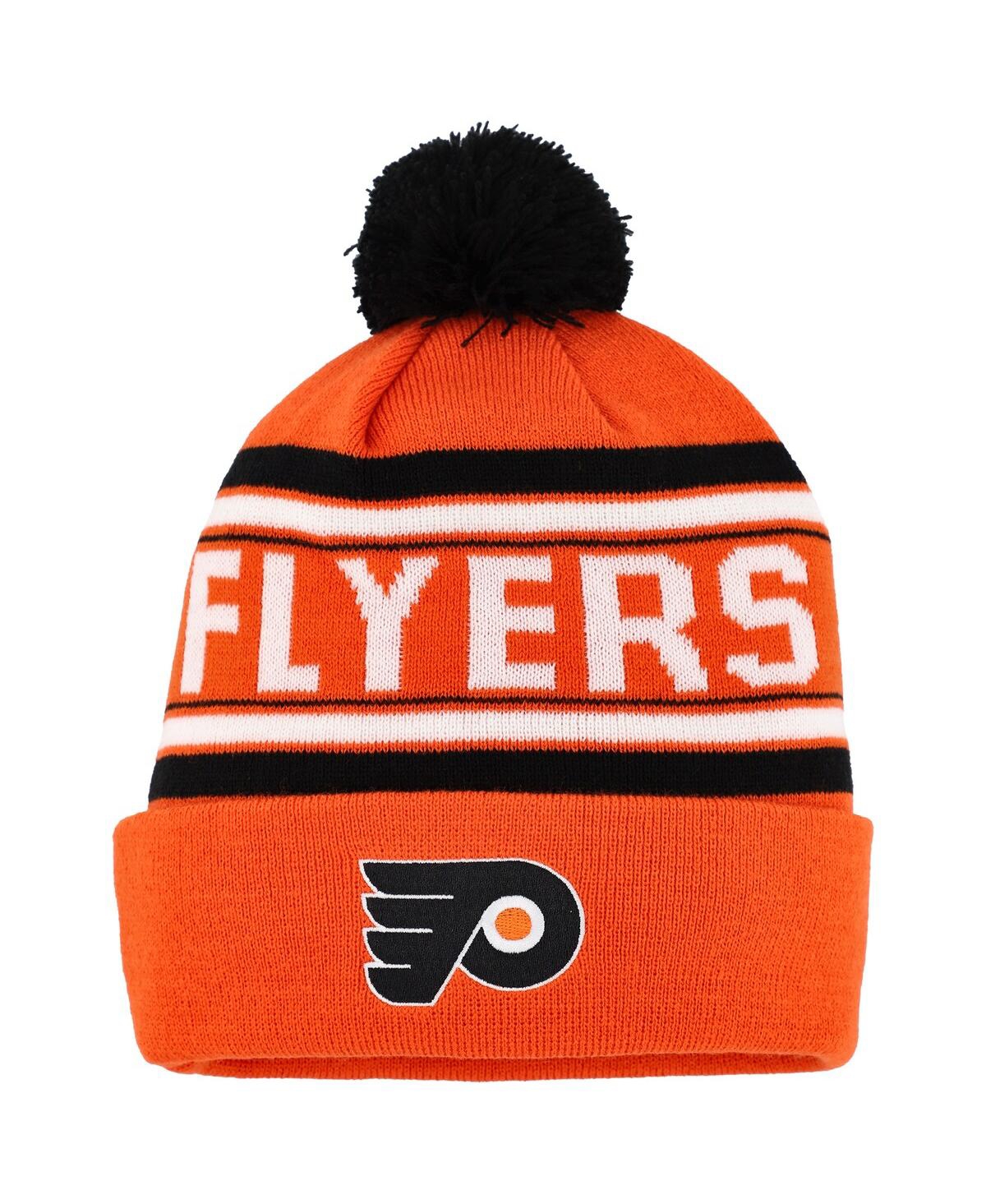 Outerstuff Youth Boys And Girls Philadelphia Flyers Orange Jacquard Cuffed Knit Hat With Pom In Orange