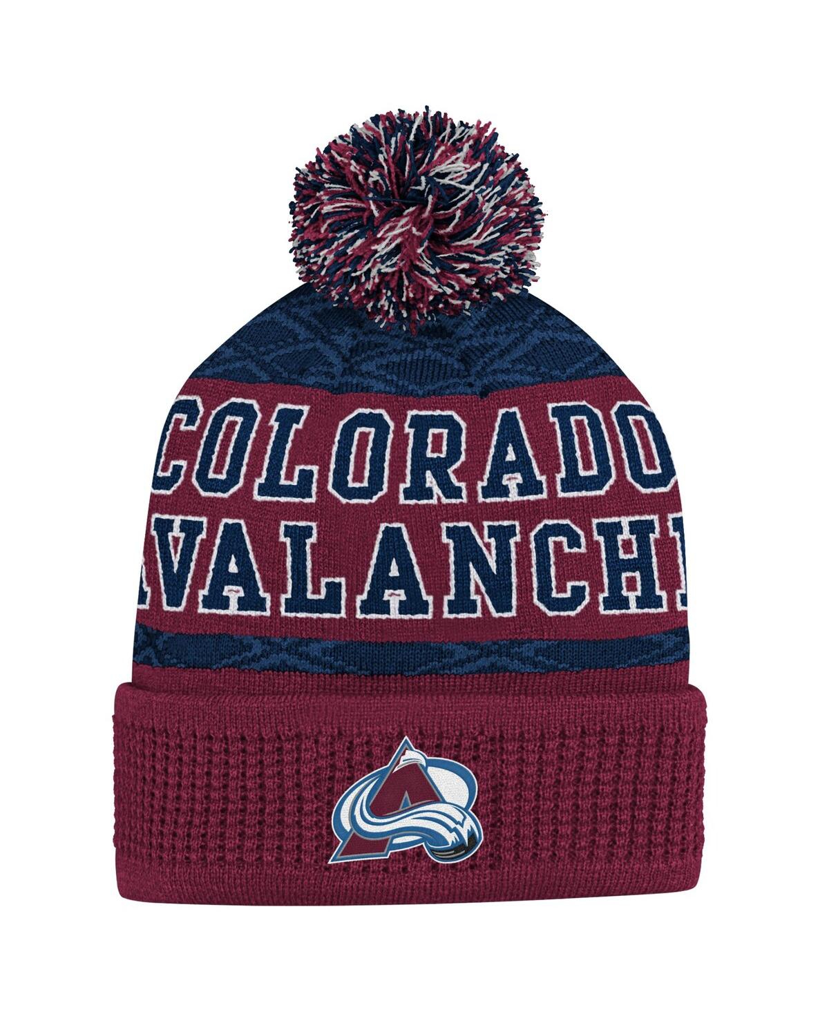 Outerstuff Youth Boys And Girls Colorado Avalanche Burgundy Puck Cuffed Knit Hat With Pom In Burgundy