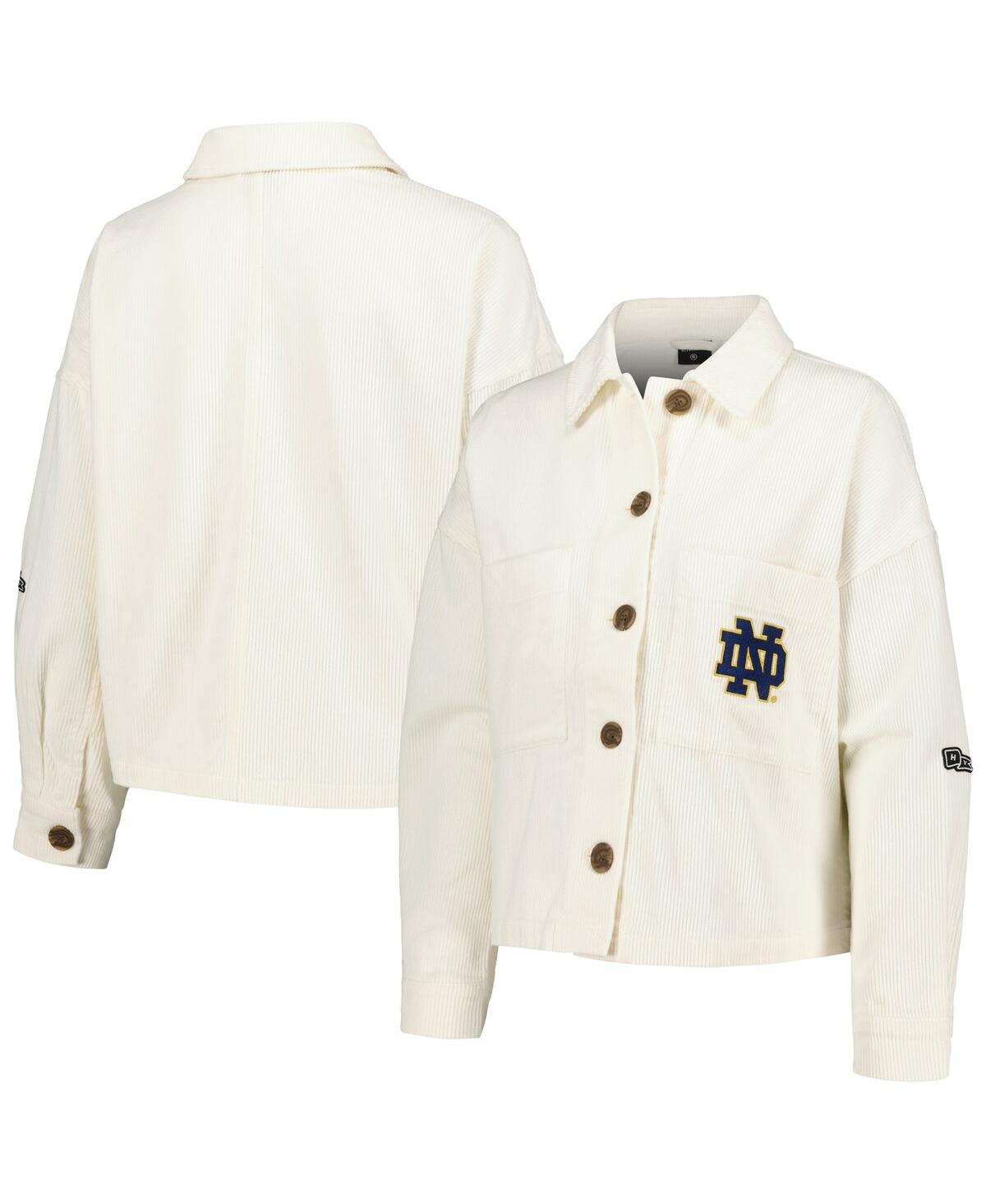 Hype And Vice Women's  White Notre Dame Fighting Irish Corduroy Button-up Jacket