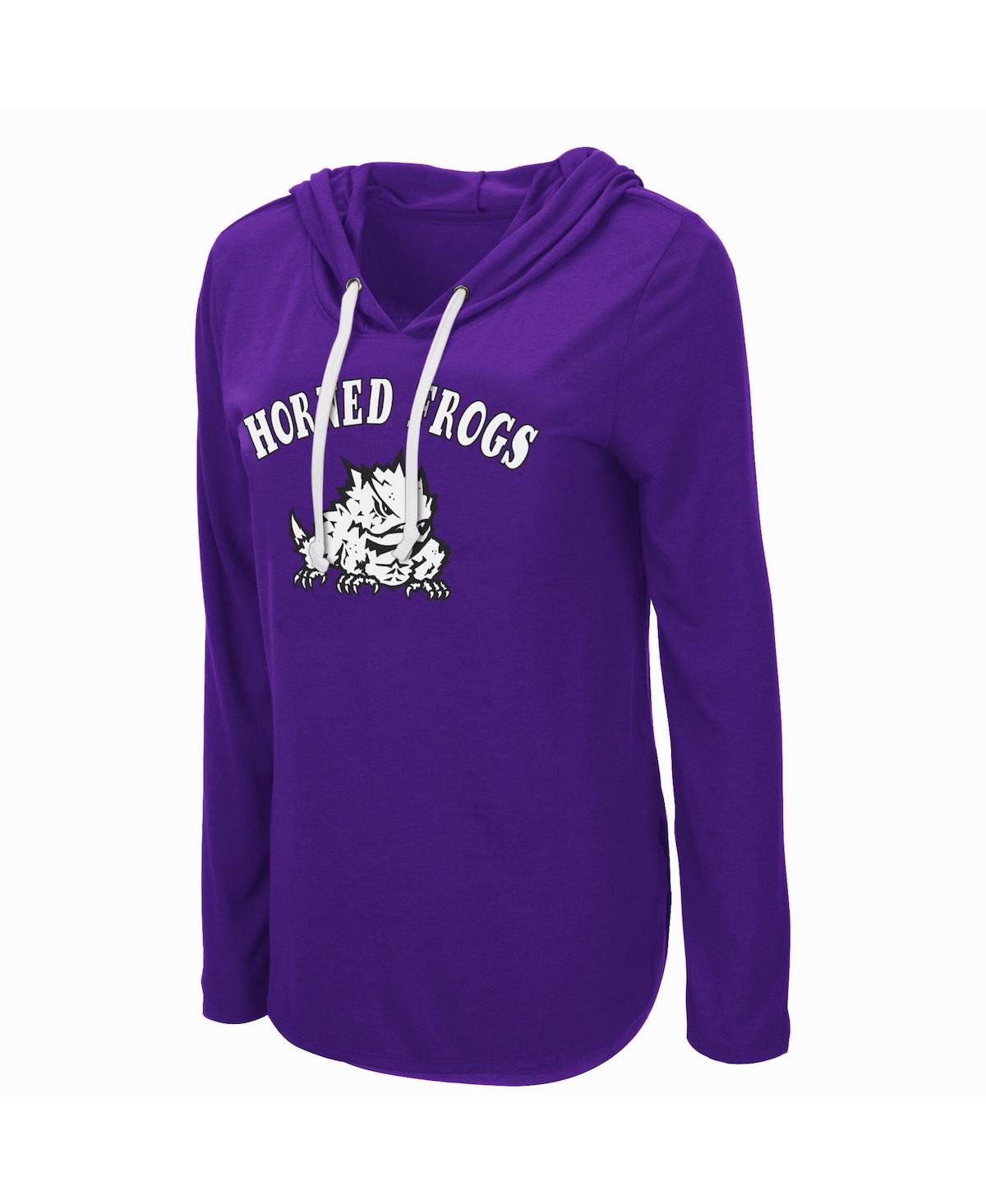 Women's ColosseumTcu Horned Frogs My Lover Lightweight Hooded Long Sleeve T-shirt - Purple