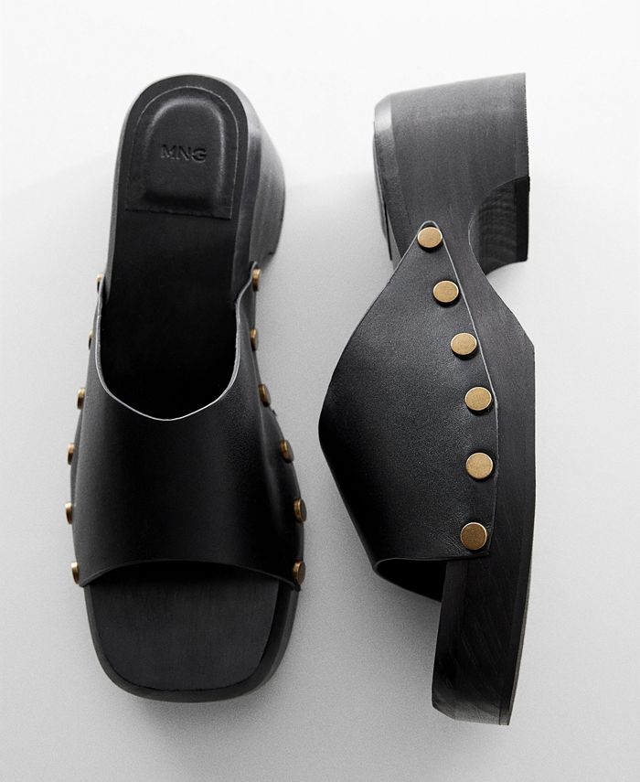 MANGO Women's Studded Leather Clogs - Macy's