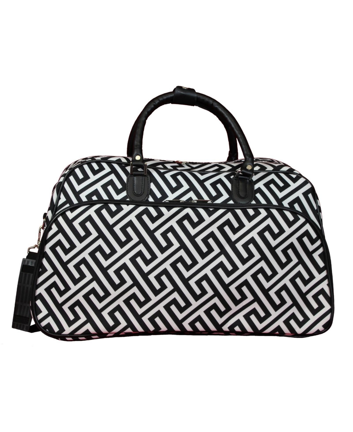 Geometric 21-inch Carry-On Shoulder Duffel Bag - Blue white geometric