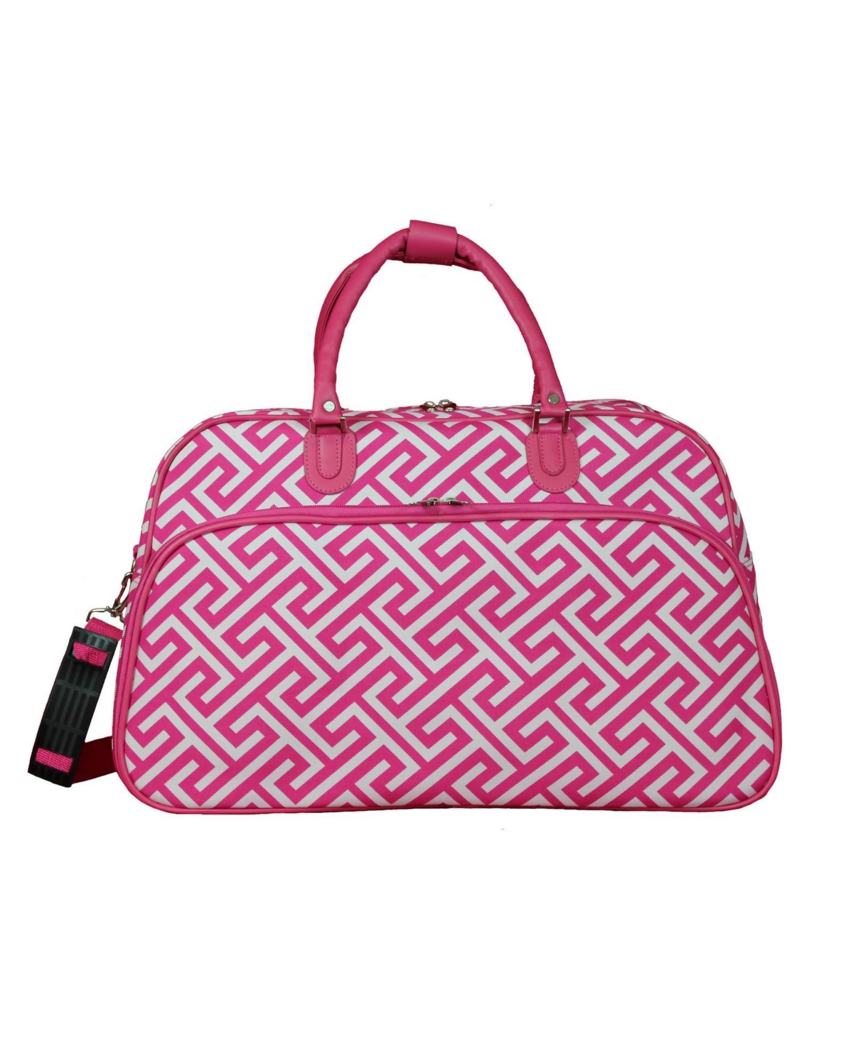 Geometric 21-inch Carry-On Shoulder Duffel Bag - Blue white geometric