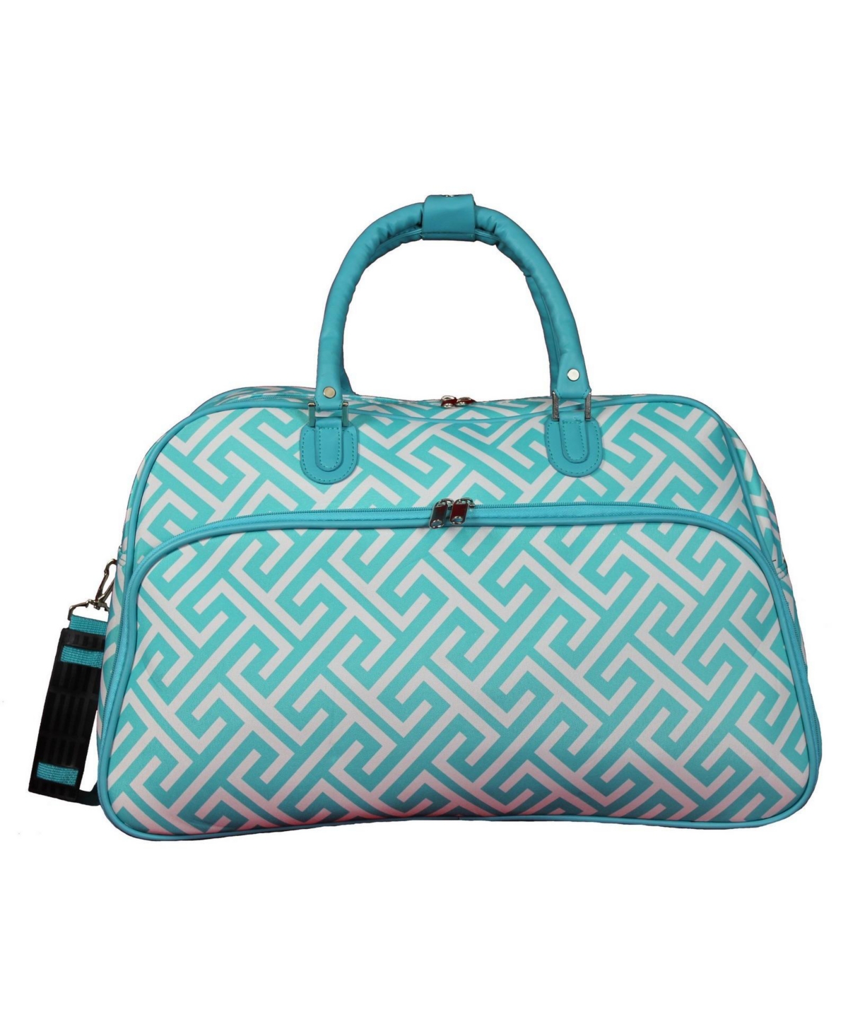 Geometric 21-inch Carry-On Shoulder Duffel Bag - Blue white geometric