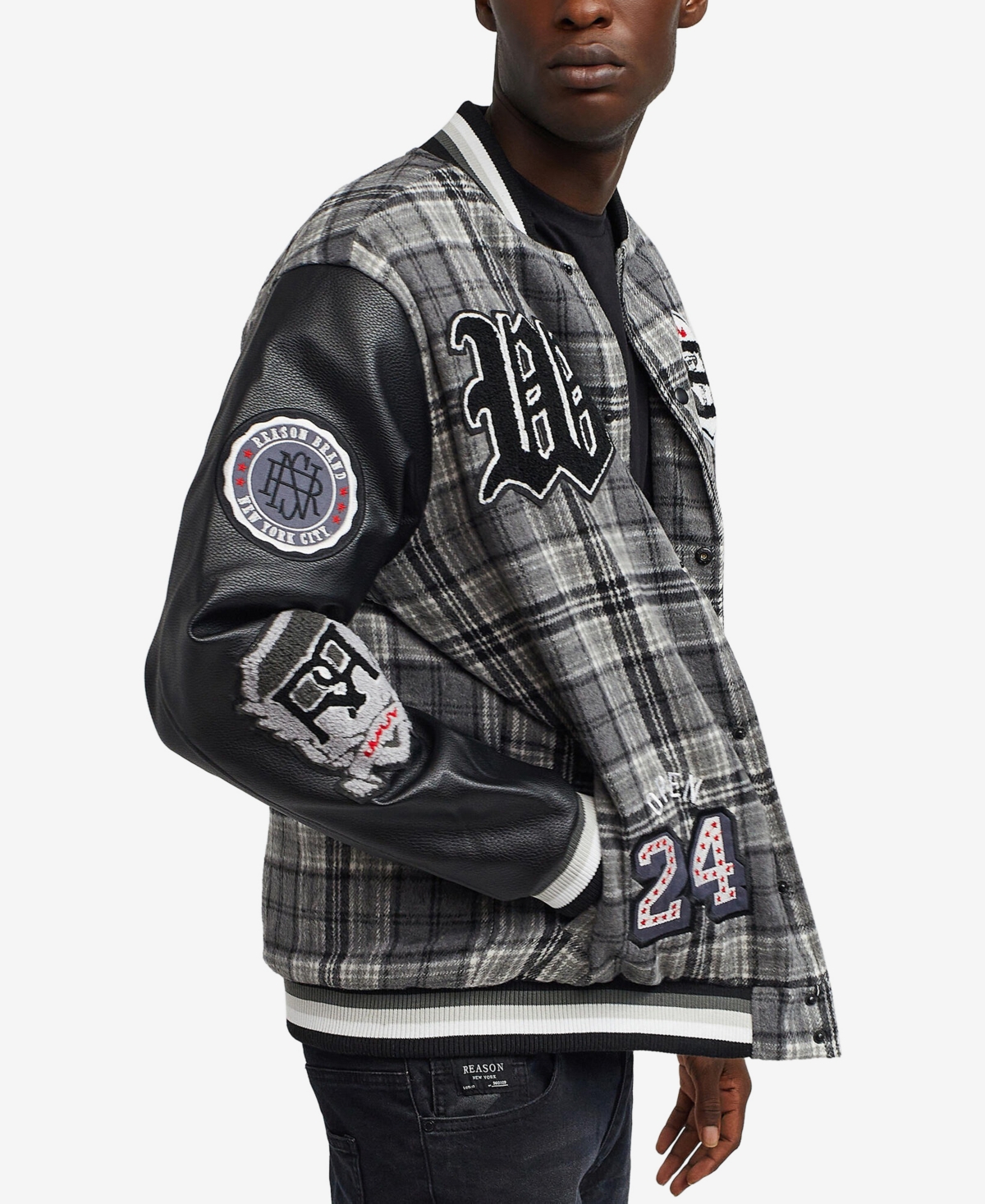Reason Men's Tartan Varsity Jacket