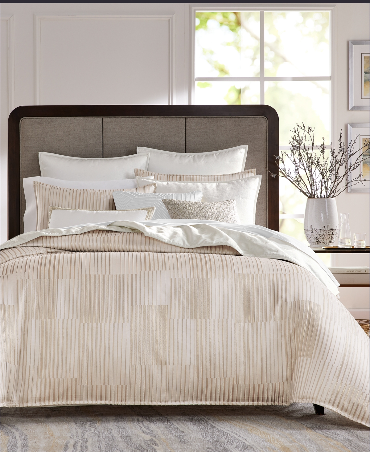 Hotel Collection Metallic Strie 3-pc. Duvet Cover Set, King, Created For Macy's In Ivory