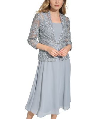 Jessica Howard Petite Lace Jacket Chiffon Midi Dress Set Macy s