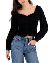 Lucky Brand Ruched Drawstring Crop Top - Macy's