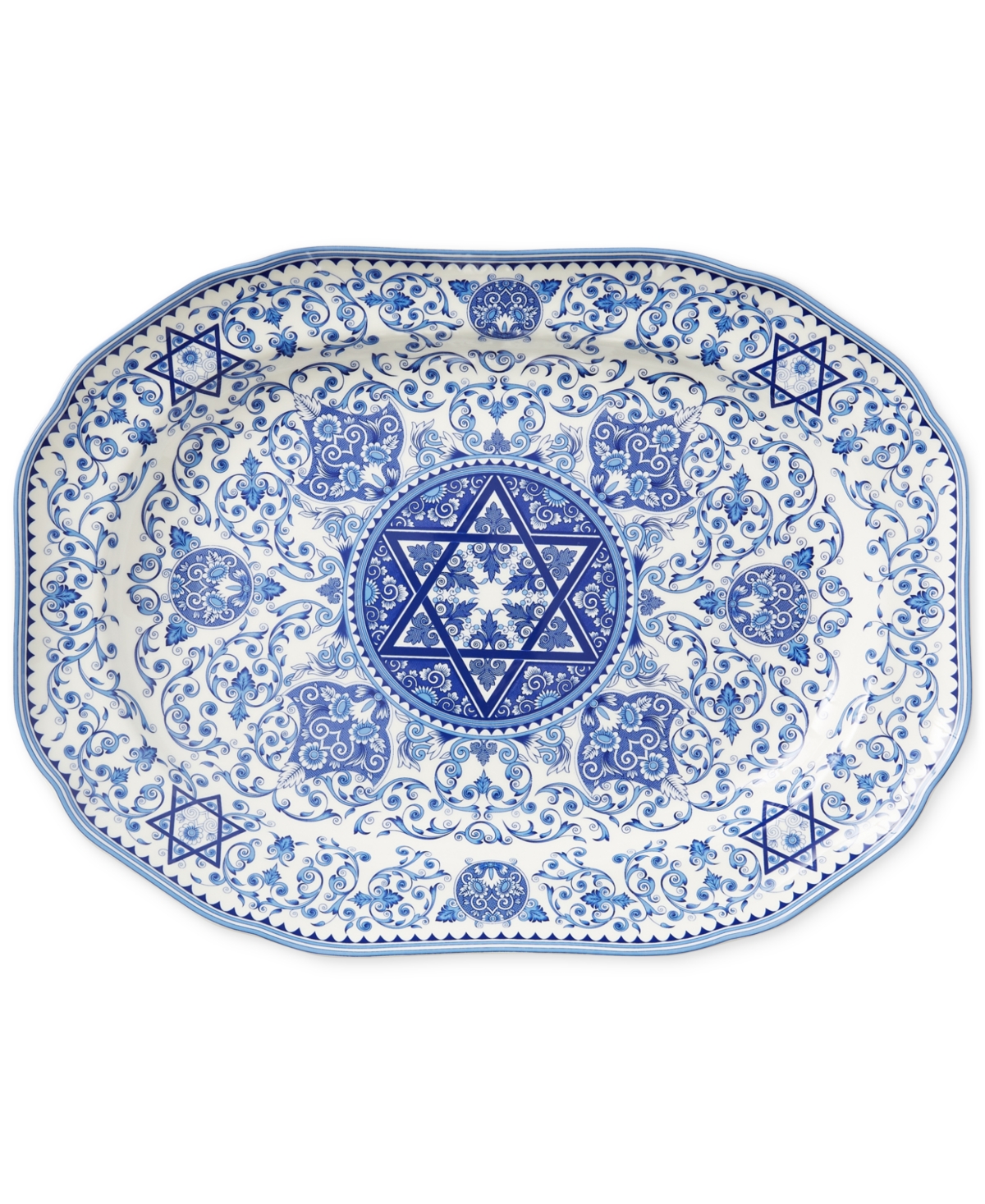 Spode Hanukkah Oval Platter - Blue And White