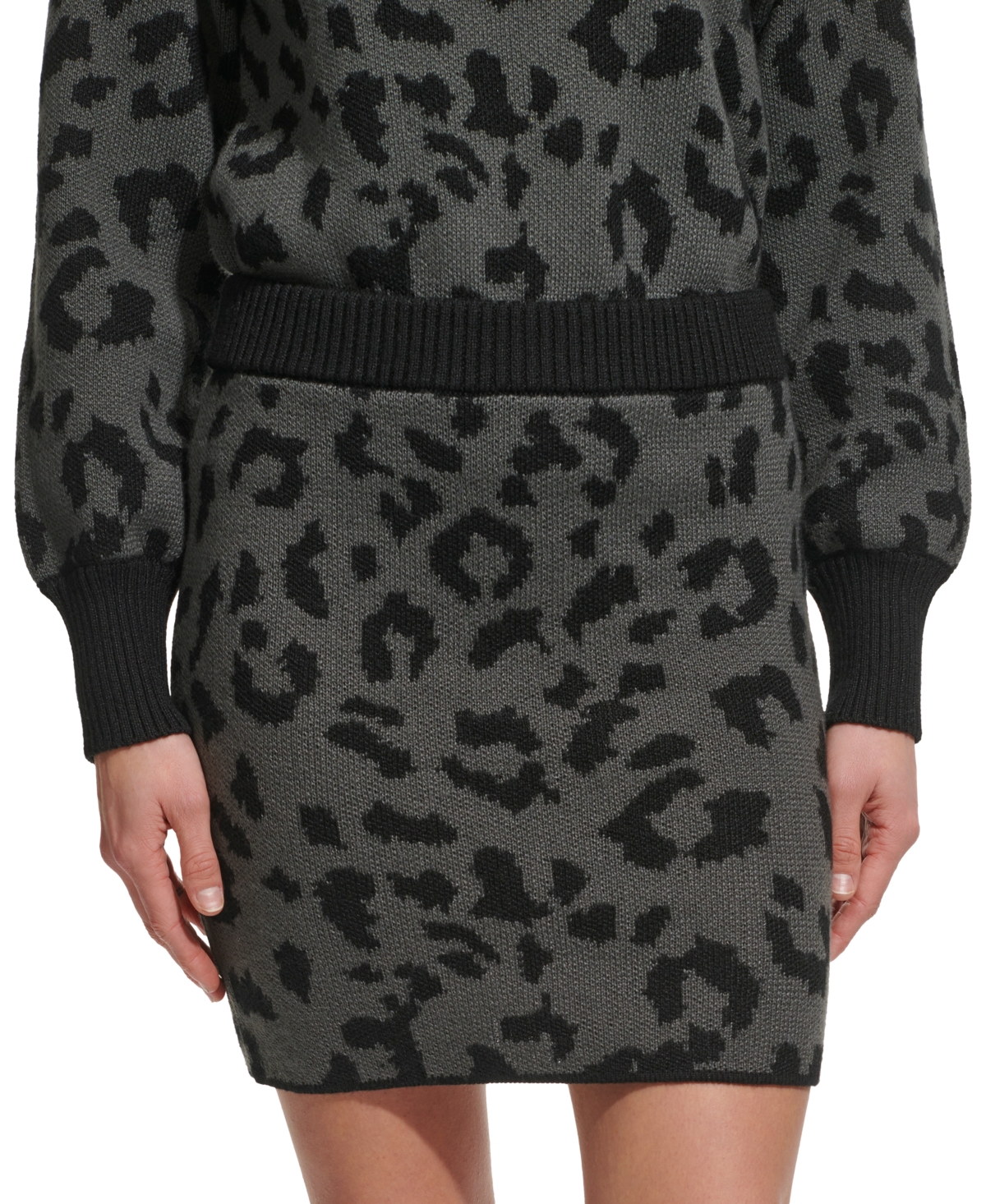 Women's Animal-Print Pull-On Mini Sweater Skirt - Granite/black