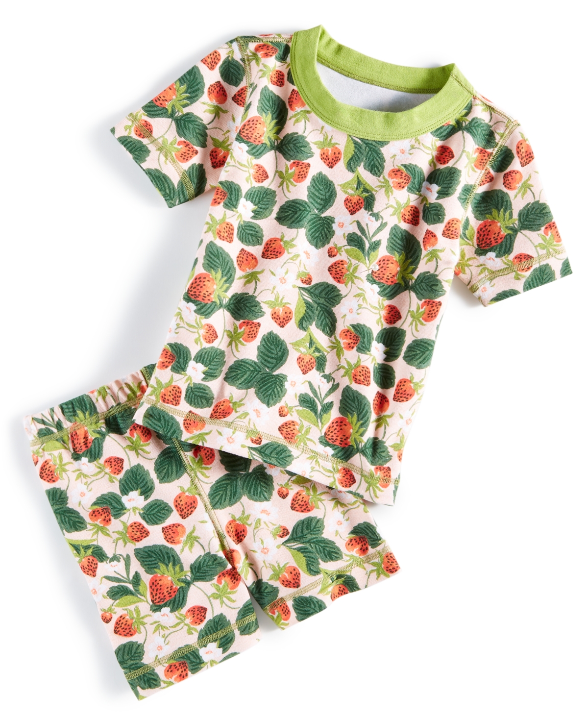 Macy's Flower Show Kids Knit Pajama Set, Created For  In Strawberry