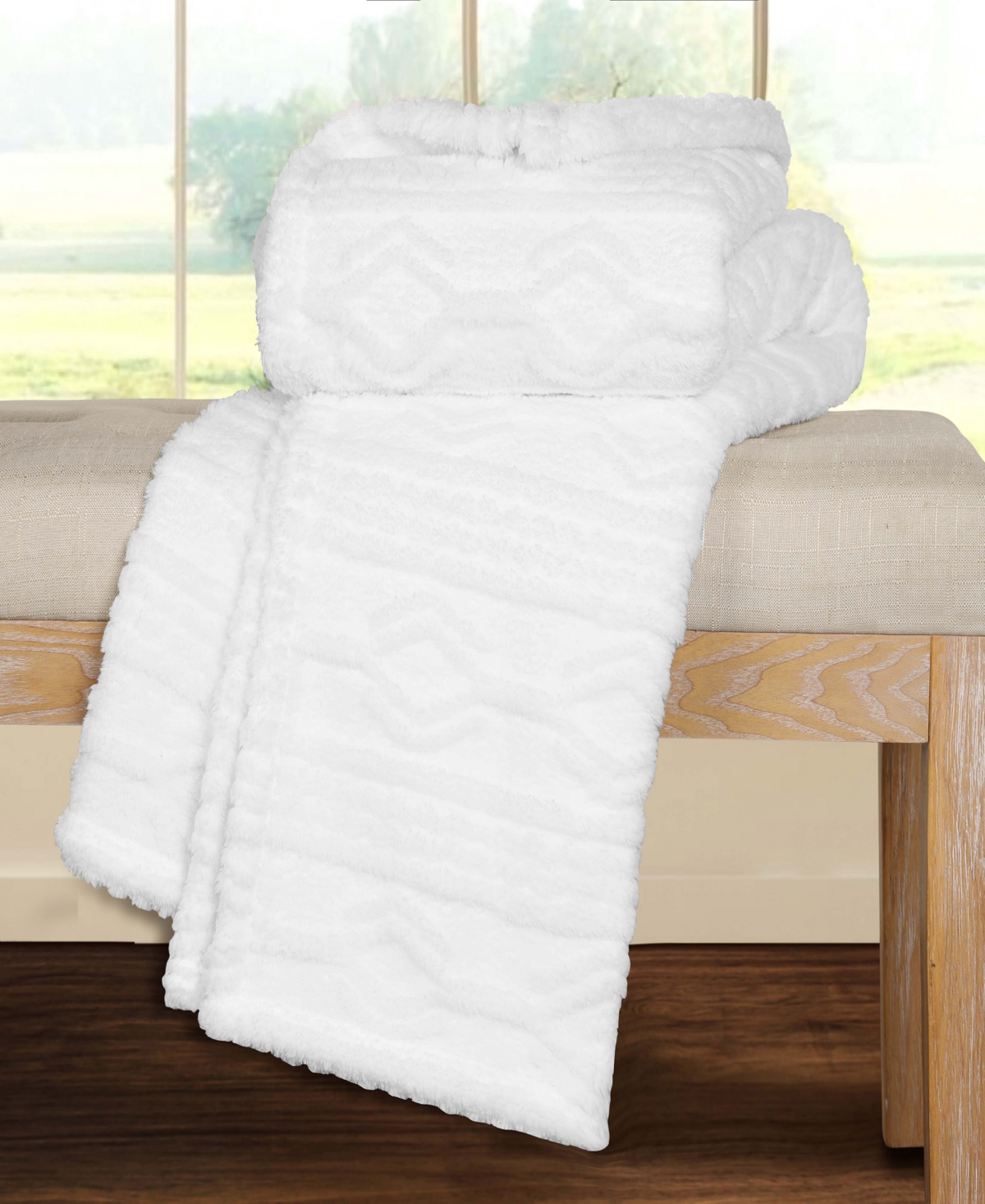Superior Boho Knit Jacquard Fleece Plush Fluffy Blanket, King
