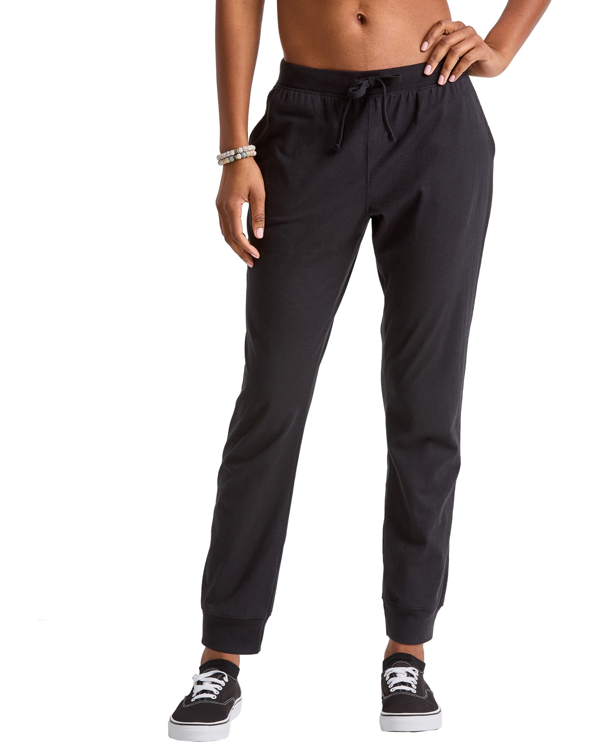 Hanes Women's Originals Cotton Jersey Jogger Pants In Black