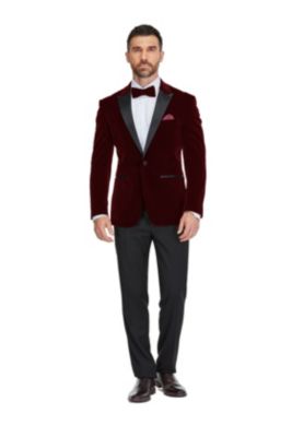 Men's 2-Piece Velvet Birdseye Lapel Slim-Fit Tuxedo