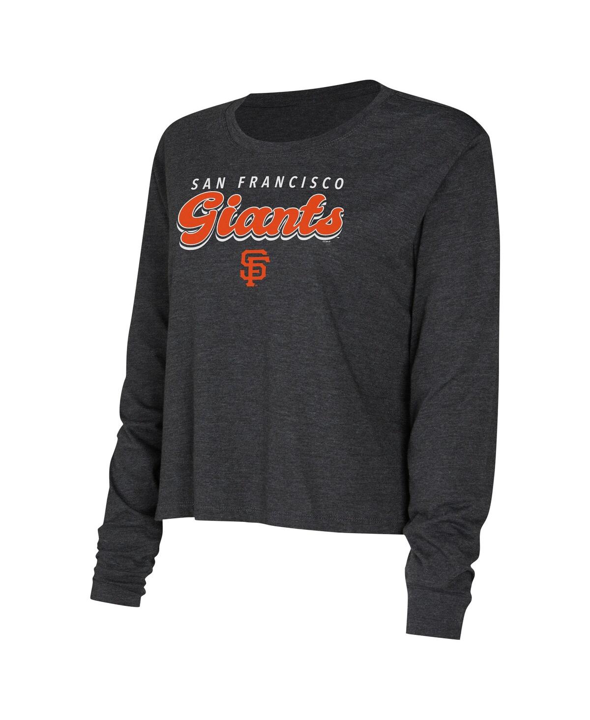 Shop Concepts Sport Women's  Black San Francisco Giants Meter Knit Long Sleeve T-shirt And Shorts Set